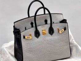 爱马仕珍珠灰鳄鱼皮包(爱马仕红色鳄鱼皮钻石birkin)