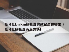 爱马仕birkin鳄鱼皮付款记录在哪里（爱马仕鳄鱼皮两点方块）