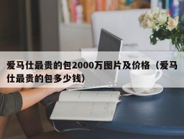爱马仕最贵的包2000万图片及价格（爱马仕最贵的包多少钱）