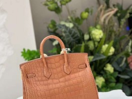 爱马仕birkin25鳄鱼皮橙(爱马仕鳄鱼皮25黑色金扣birkin)