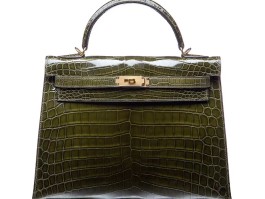 爱马仕亮面鳄鱼皮金扣(爱马仕鳄鱼皮25黑色金扣birkin)